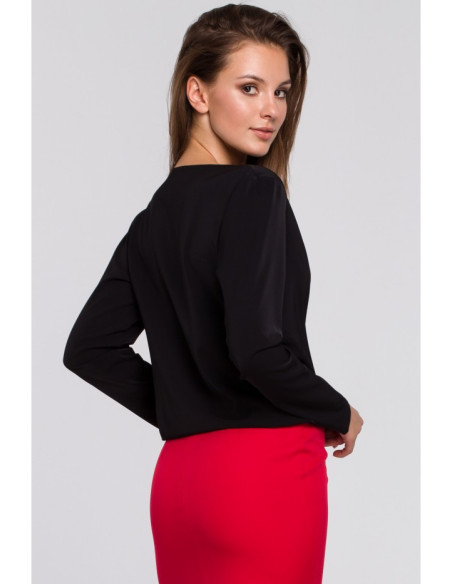 K037 Palaidinė ilgomis rankovėmis su voku - juoda