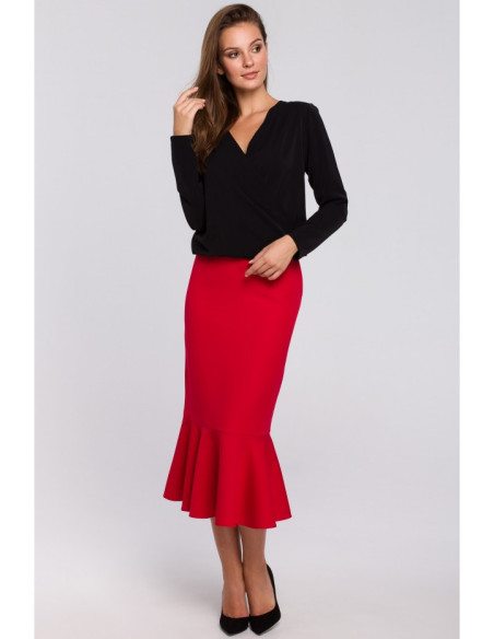 K037 Palaidinė ilgomis rankovėmis su voku - juoda