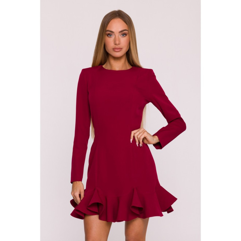 M880 Suknelė su raukiniais - bordo spalvos