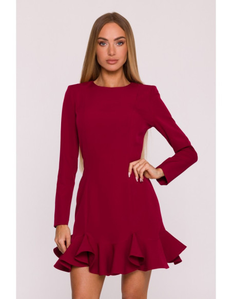 M880 Suknelė su raukiniais - bordo spalvos