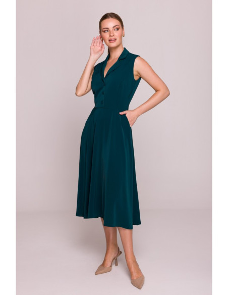 S409 Suknelė su atvira iškirpte - žalia
