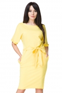 Geltona suknelė su kišenėmis
