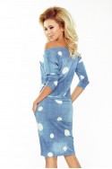  13-74 Sports dress - jeans in white polka dots 