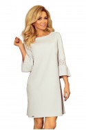  190-2 MARGARET dress with lace on the sleeves - light grey 