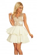  200-1 CHARLOTTE - Exclusive dress with lace neckline - gold 