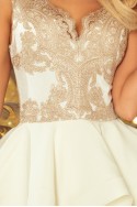  200-1 CHARLOTTE - Exclusive dress with lace neckline - gold 