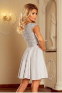  157-6 Dress MARTA with lace - light grey 