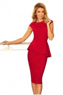  192-5 Elegant midi dress with frill - RED 