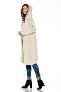 Fashionable cardigan with a hood LS213 beige