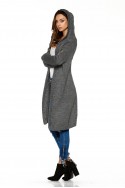 Fashionable cardigan with a hood LS213 dark grey