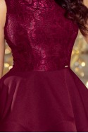  205-2 LAURA flared dress with lace - Burgundy color 
