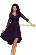  210-2 NICOLLE - dress with longer back with lace neckline - navy blue 