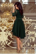  210-3 NICOLLE - dress with longer back with lace neckline - dark green 