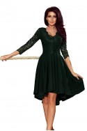  210-3 NICOLLE - dress with longer back with lace neckline - dark green 