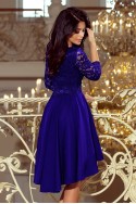  210-4 NICOLLE - dress with longer back with lace neckline - ROYAL BLUE 