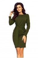  209-5 Dress with a wide tied belt - KHAKI 