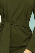  209-5 Dress with a wide tied belt - KHAKI 