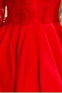  210-6 NICOLLE - dress with longer back with lace neckline - Red 
