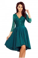  210-8 NICOLLE - dress with longer back with lace neckline - Green 