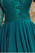  210-8 NICOLLE - dress with longer back with lace neckline - Green 