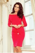  13-98 Sports dress with binding and pockets - red + polka dots 