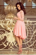  210-7 NICOLLE - dress with longer back with lace neckline - pastel pink 