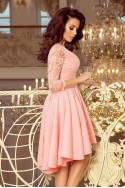  210-7 NICOLLE - dress with longer back with lace neckline - pastel pink 