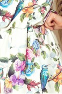  191-6 Long dress tied at the neck - colorful roses and blue birds 