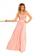  215-4 LEA long sleeveless dress with embroidered cleavage - pastel pink 