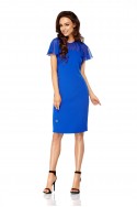 Elegant dress with chiffon sleeves and neckline L299 blue