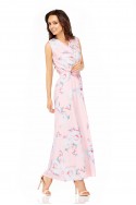 Maxi dress with an envelope neckline L304 powder pink