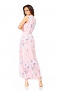 Maxi dress with an envelope neckline L304 powder pink