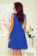  114-12 Flared dress - heart-shaped neckline - Royal blue 