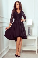  210-10 NICOLLE - dress with longer back with lace neckline - Black 