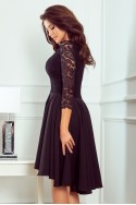  210-10 NICOLLE - dress with longer back with lace neckline - Black 