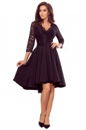  210-10 NICOLLE - dress with longer back with lace neckline - Black 