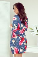  281-2 SOPHIE Comfortable Oversize dress - flowers on jeans 