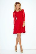  Dress with sleeves of tulle - red 141-2 