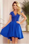  300-3 PATRICIA - dress with longer back with lace neckline - ROYAL BLUE 
