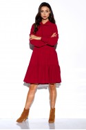 Dress with a bow in colours L319 crimson