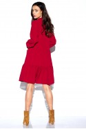 Dress with a bow in colours L319 crimson