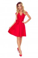  242-4 ANNA dress with neckline and lace - Red colour 