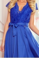  242-3 ANNA dress with neckline and lace - Royal Blue 