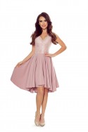  300-1 PATRICIA - dress with longer back with lace neckline - powder pink 