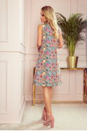  296-1 VICTORIA A trapezoidal dress with a colorful pattern 