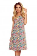  296-1 VICTORIA A trapezoidal dress with a colorful pattern 