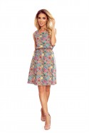  296-1 VICTORIA A trapezoidal dress with a colorful pattern 