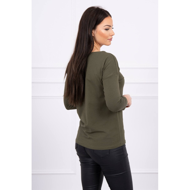 Bluzka z nadrukiem trójkąta khaki S/M - L/XL 2