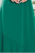  308-1 KARINE - trapezoidal dress with asymmetrical pleat - green 