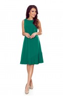  308-1 KARINE - trapezoidal dress with asymmetrical pleat - green 